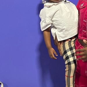 Worn once white Burberry shirt with vintage leggings